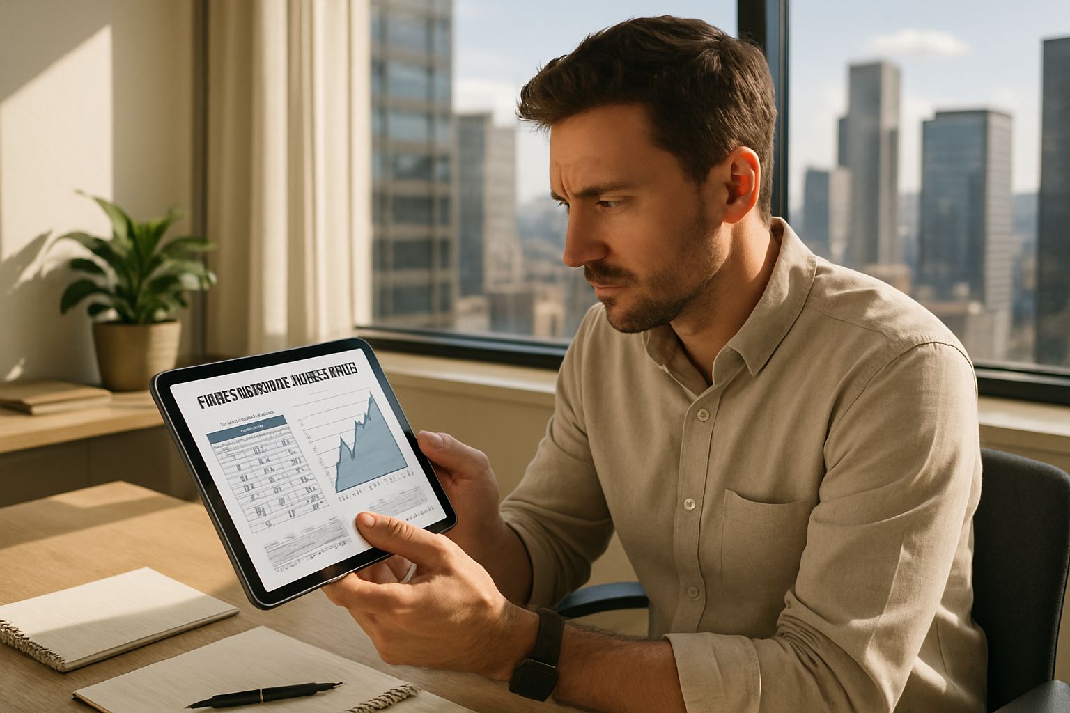 marketing manager reviews influencer performance prediction models on tablet