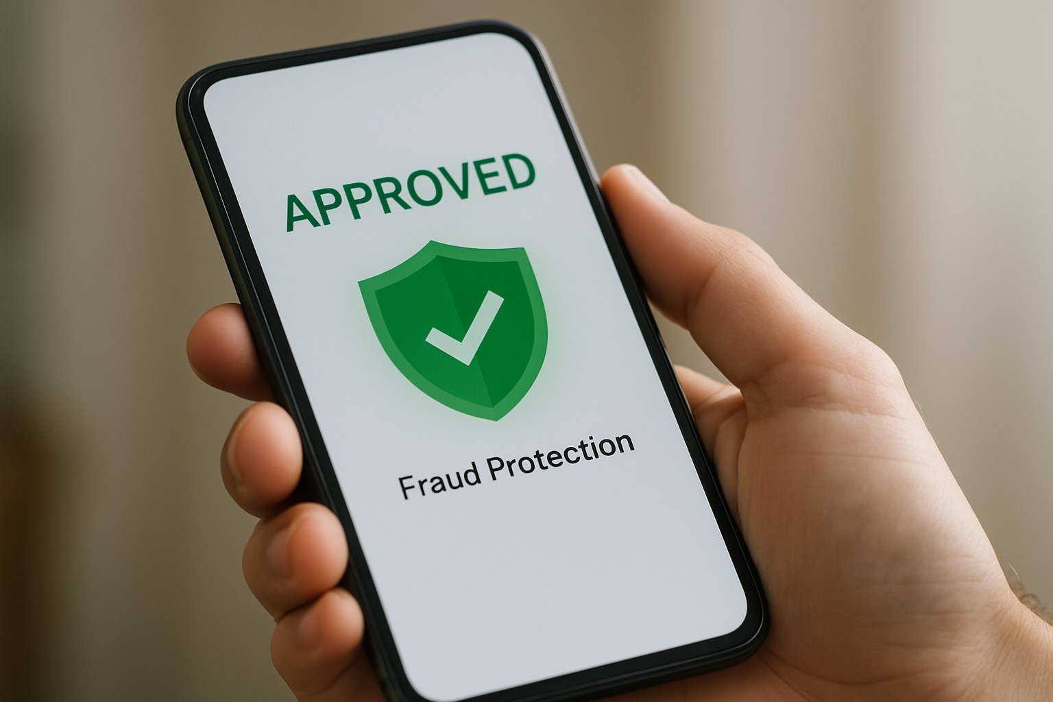 Smartphone uses Fraud Detection Engines for secure payment approval.