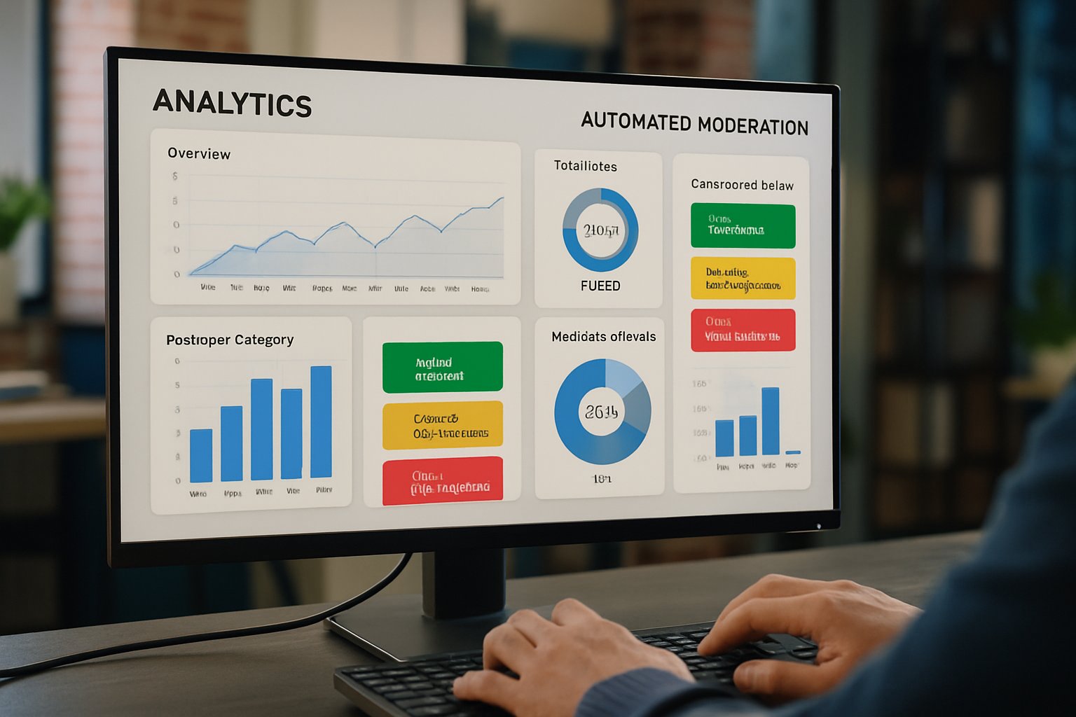 Dashboard showing analytics powered by content moderation transformers