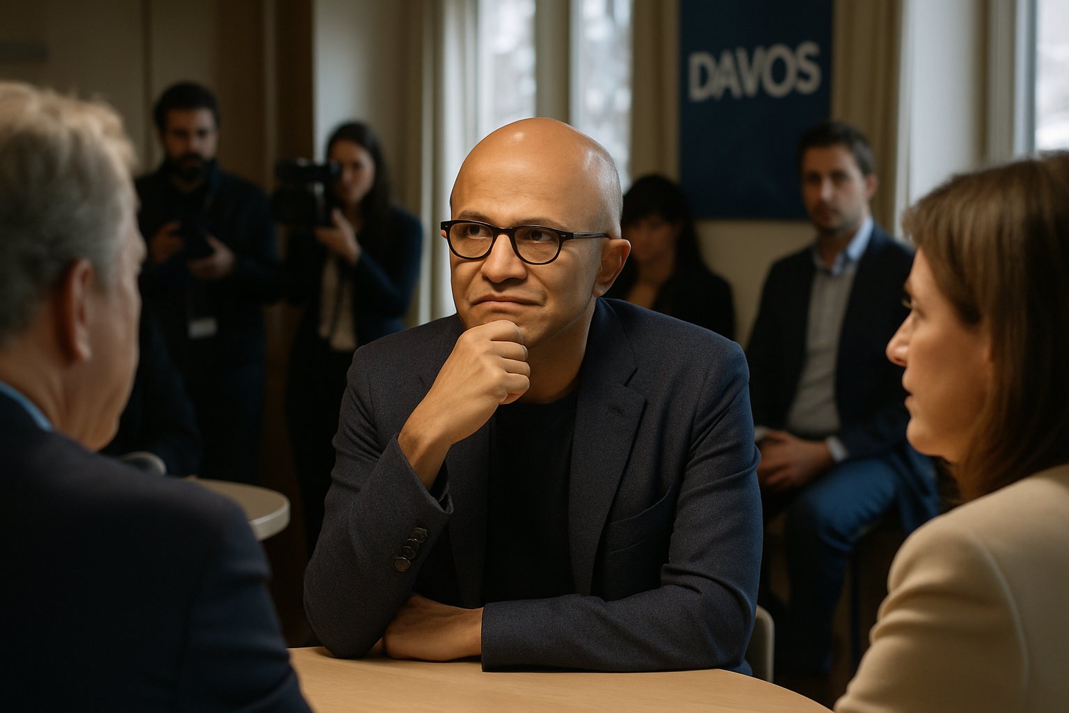 Satya Nadella in deep discussion at Davos about AI and energy consumption