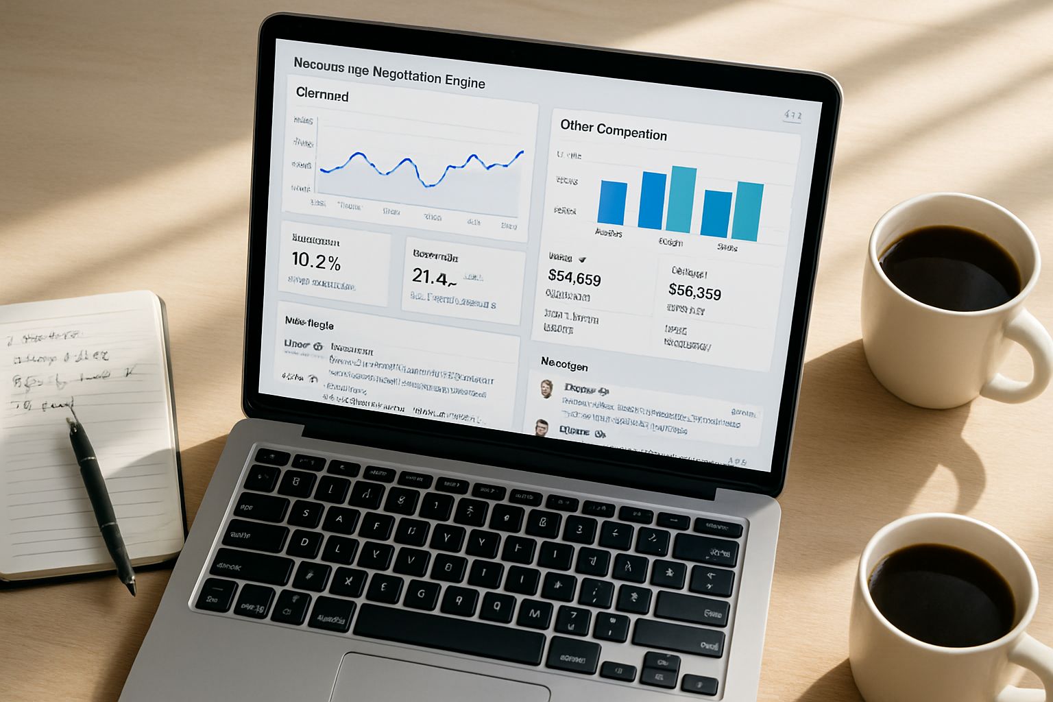 Dashboard of autonomous procurement negotiation engines software with charts and supplier offers.