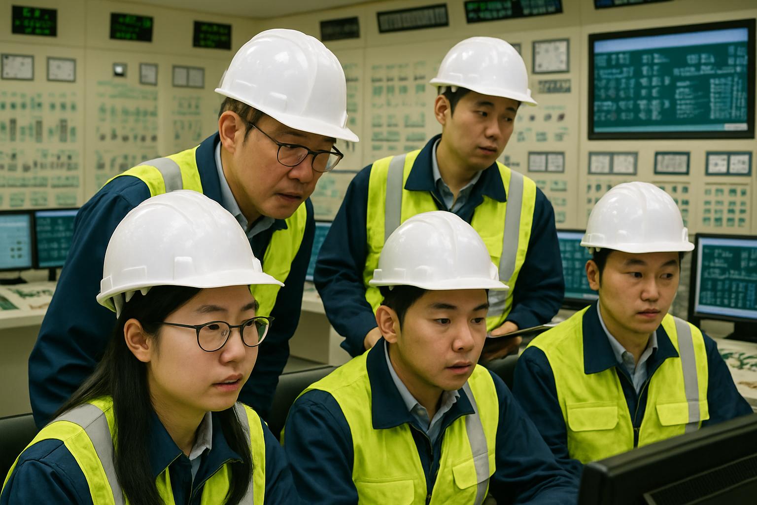 Nuclear Energy Expansion engineers working inside South Korean control room.