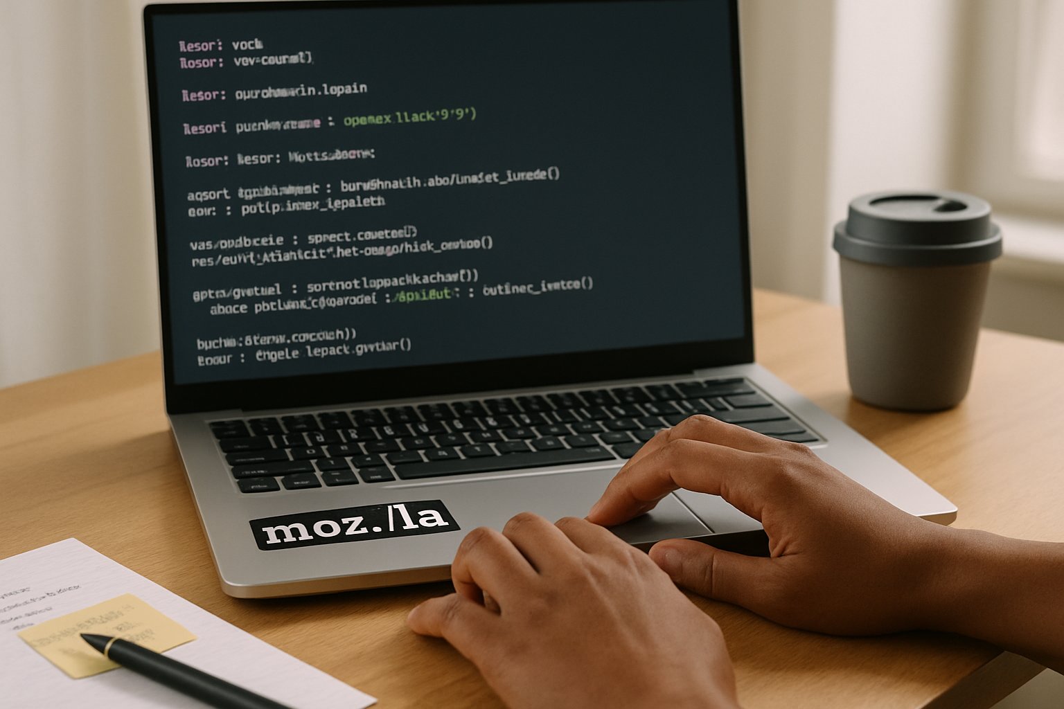 Developer working on open-source AI project supported by Mozilla AI funding