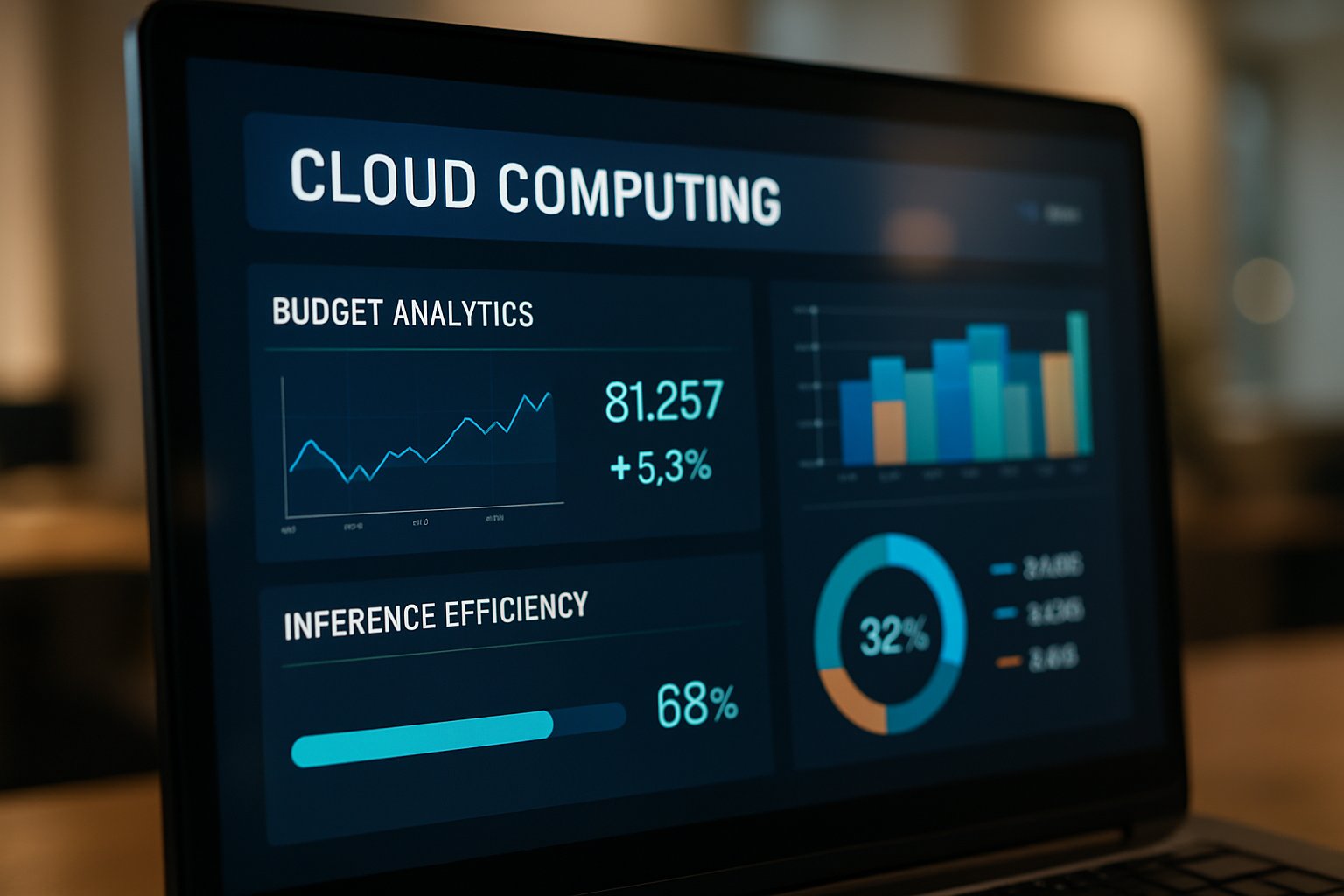 Cloud analytics dashboard with foundation model cost optimization metrics displayed.