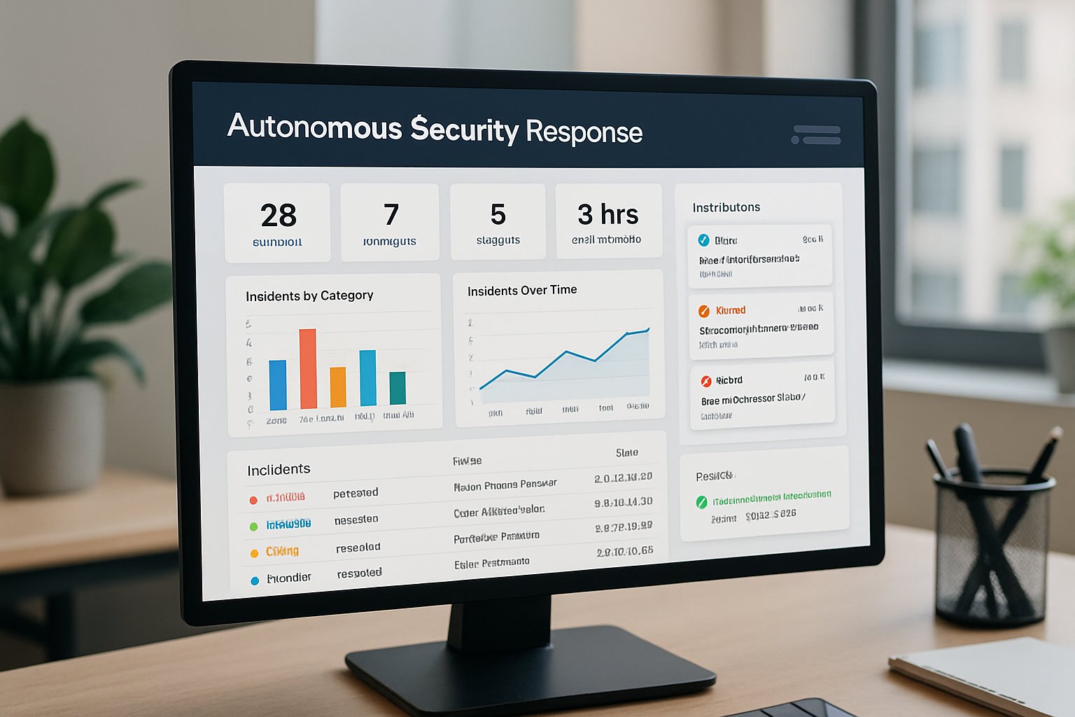 User dashboard of autonomous security response orchestration engines showing incident management.