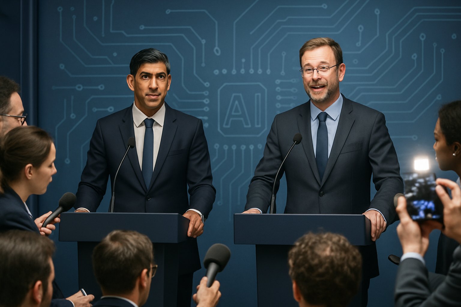 Musk vs Altman press conference on AI safety and risks.