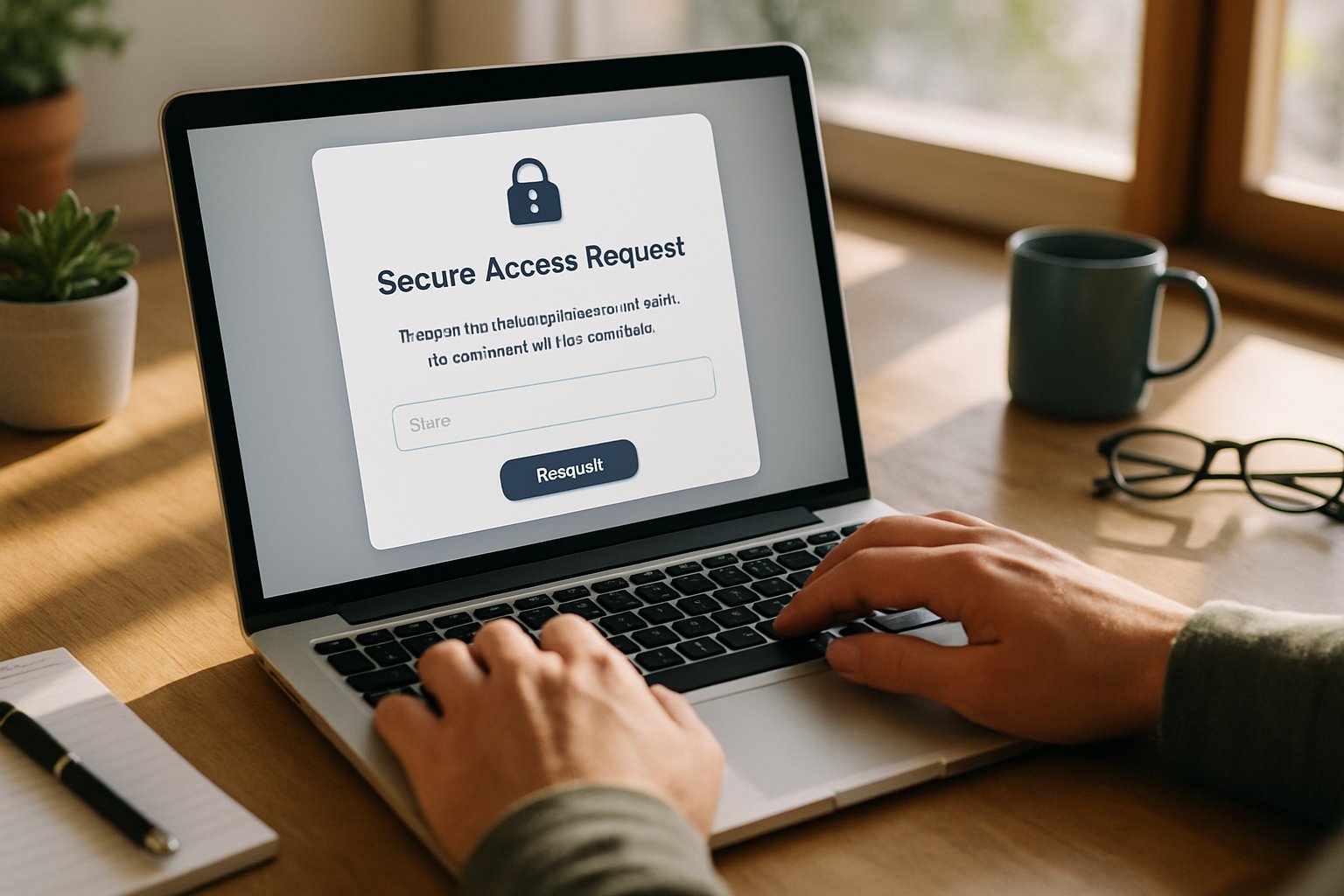 Access Governance in use on a laptop with ephemeral token approval request visible.