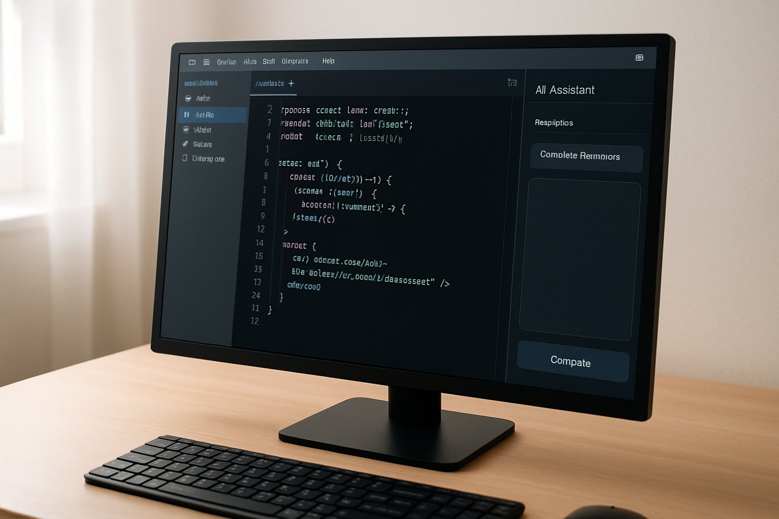 AI Coding Framework in action on a computer monitor with coding interface.