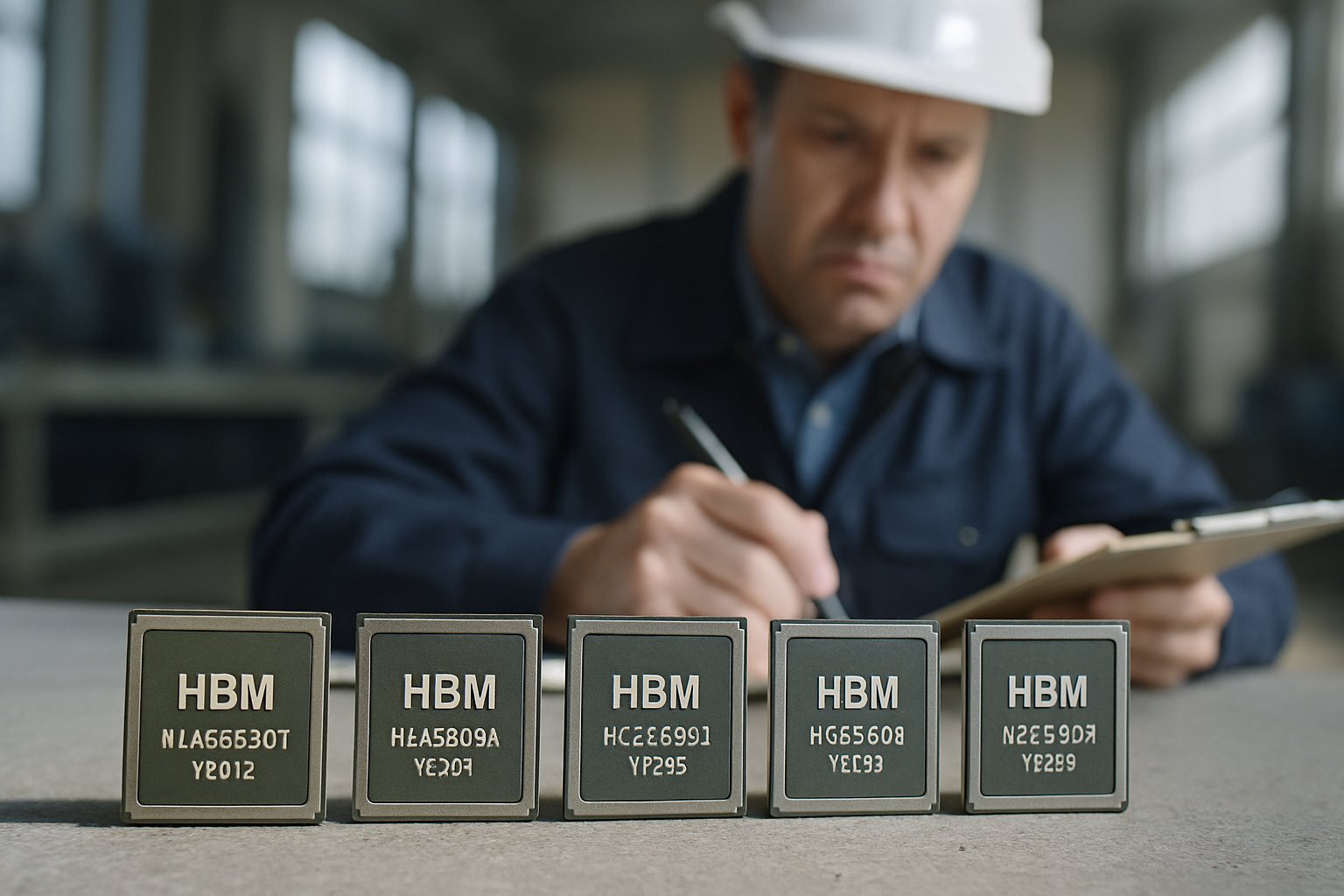 HBM chips on workbench highlight HBM Shortage for AI servers.