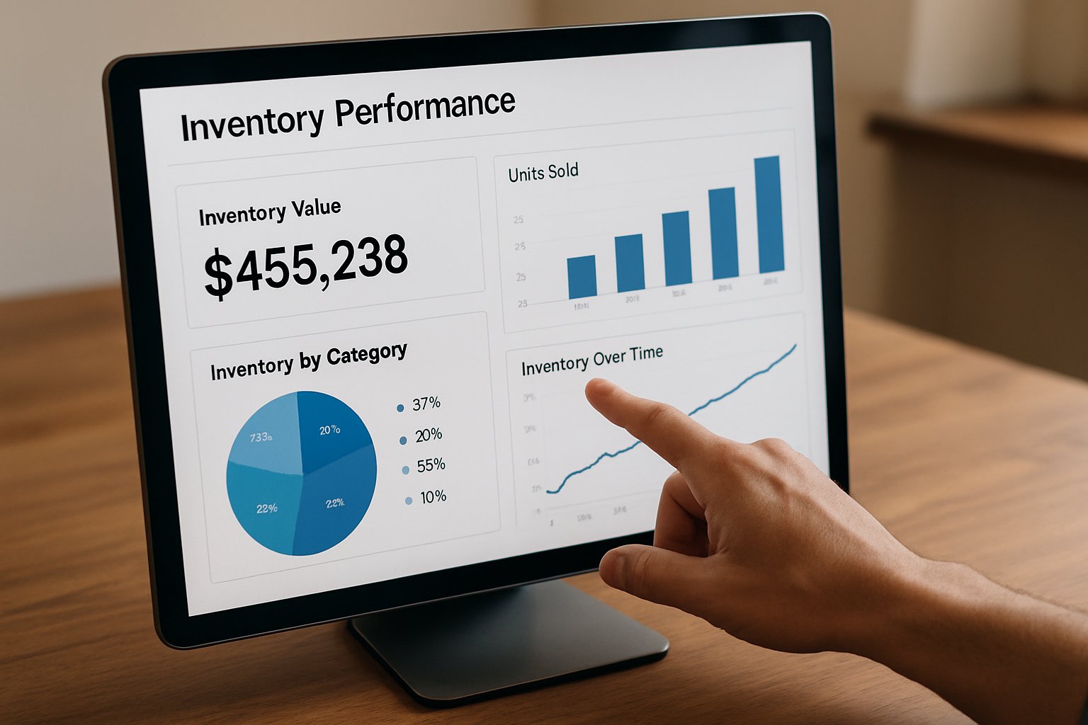 Predictive Inventory Optimizers analytics dashboard shown on a professional computer screen.