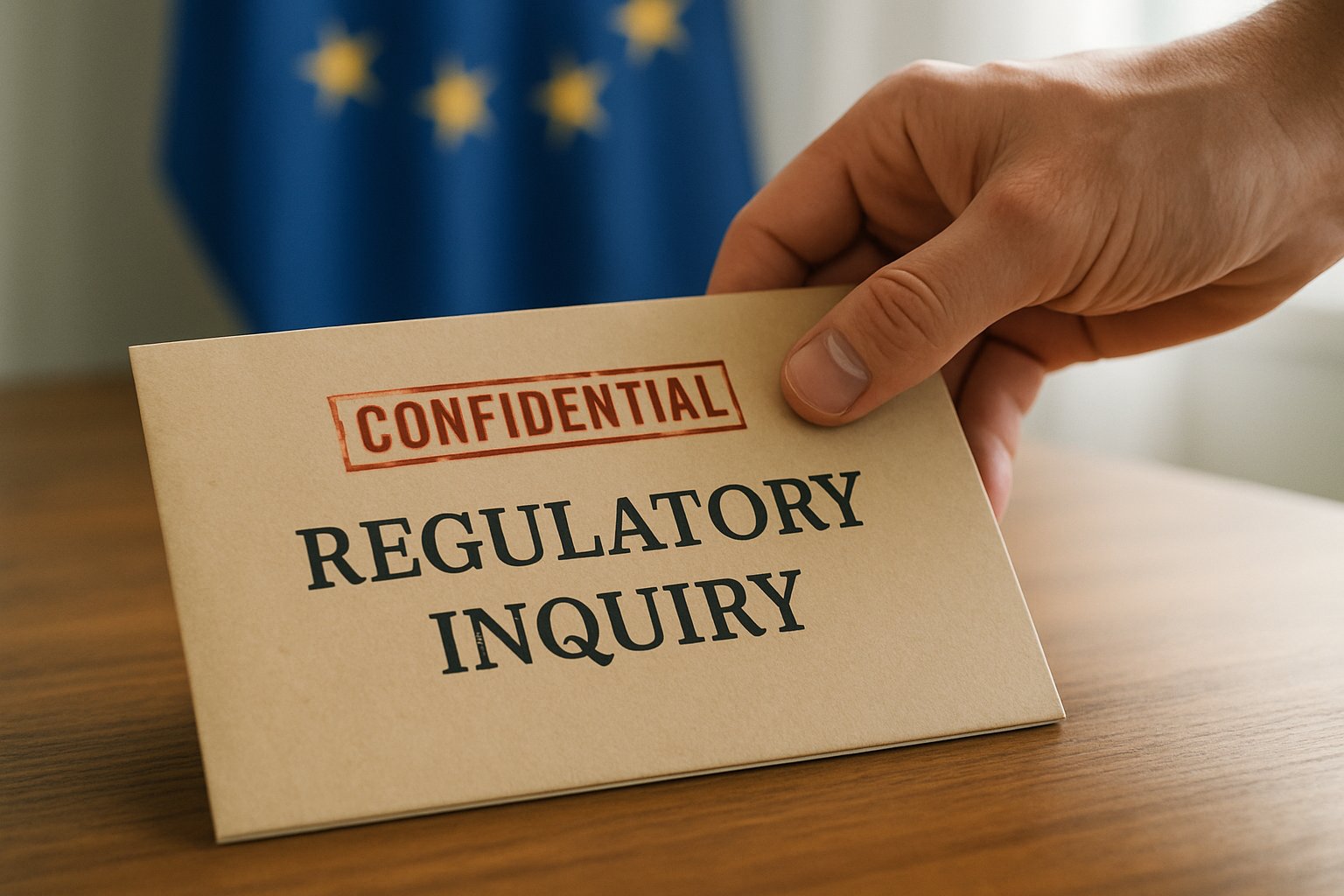 Confidential Regulatory Inquiry file on EU official's desk