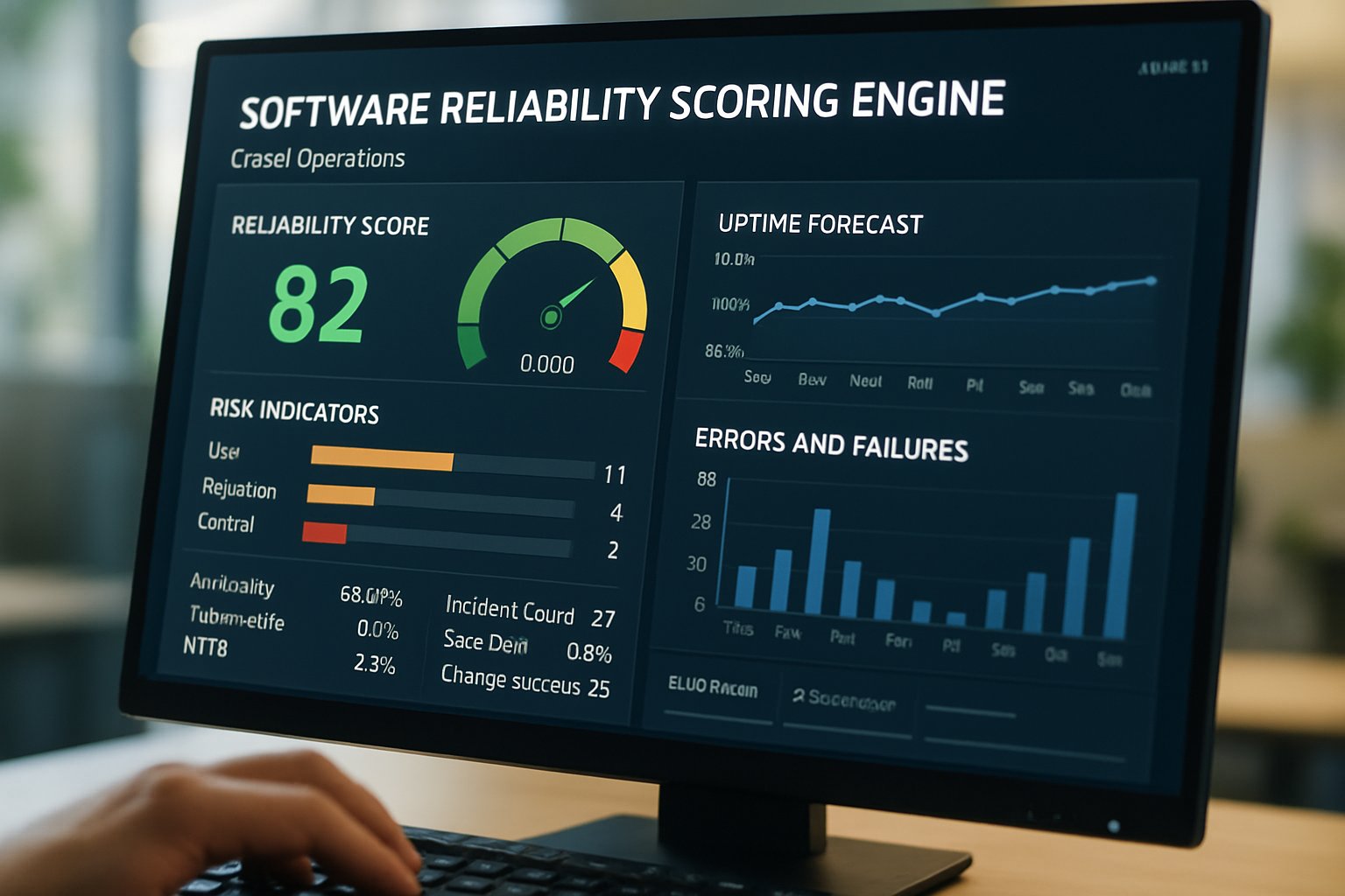 software reliability scoring engines dashboard in real cloud office setting