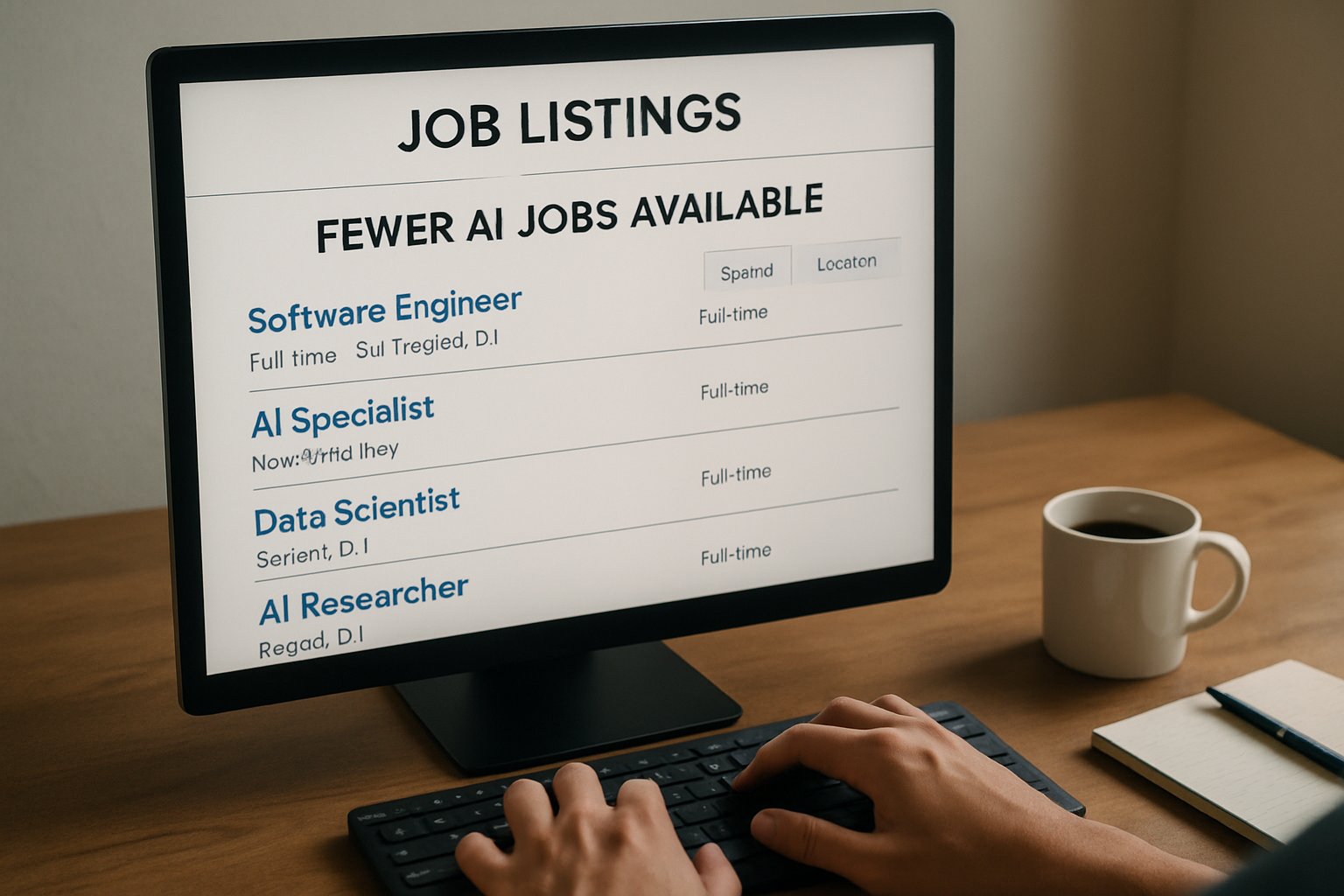 Realistic online job search revealing fewer AI Job Market postings