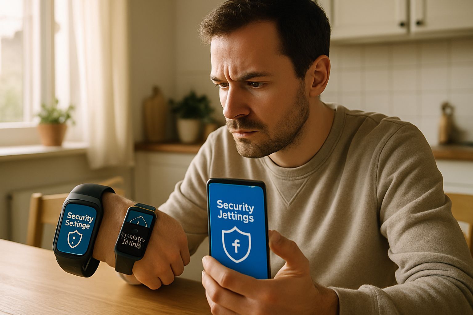 Cyber Safety checking settings on wearables and smartphone