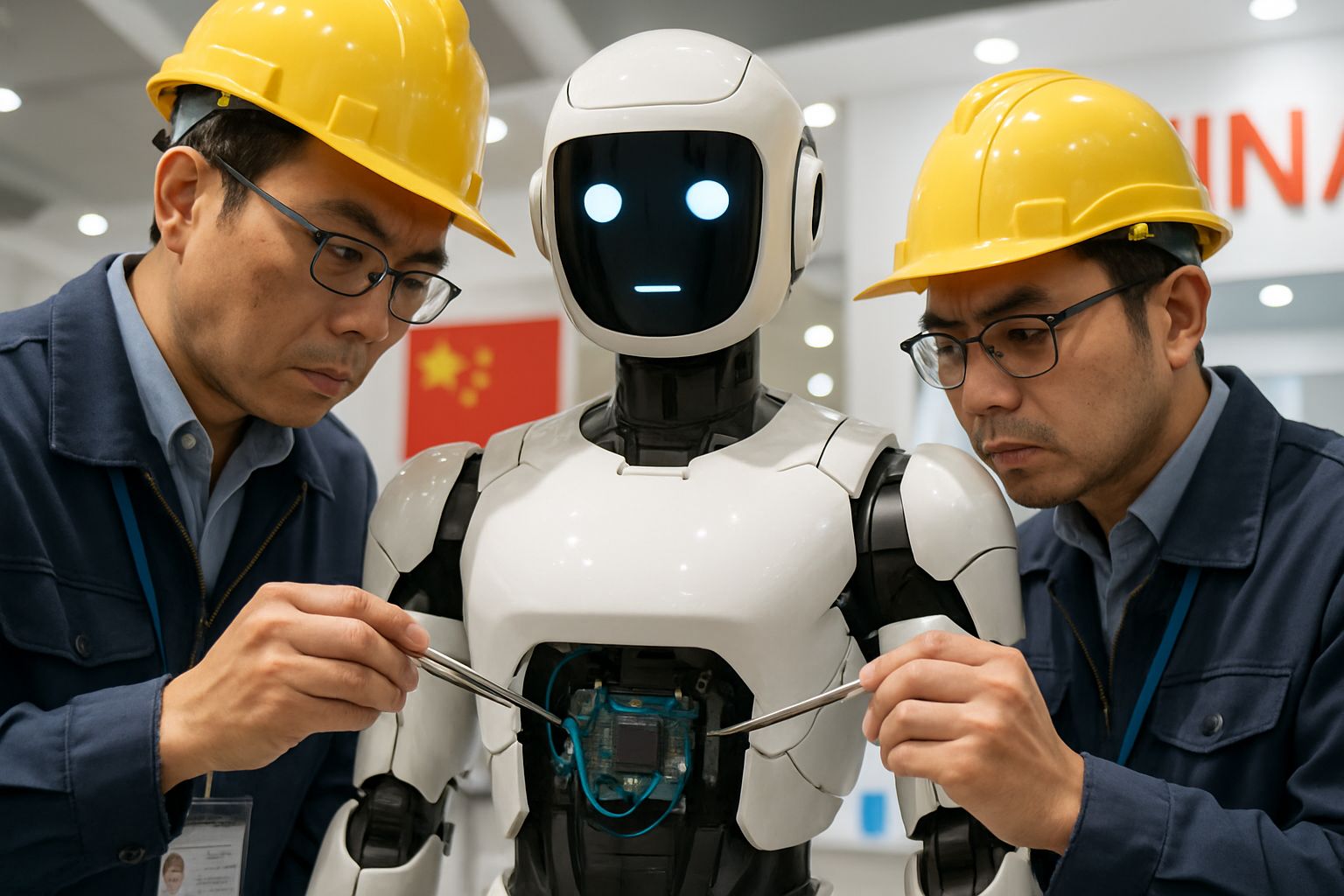 Cybersecurity experts analyzing Chinese Robots for security vulnerabilities at CES.