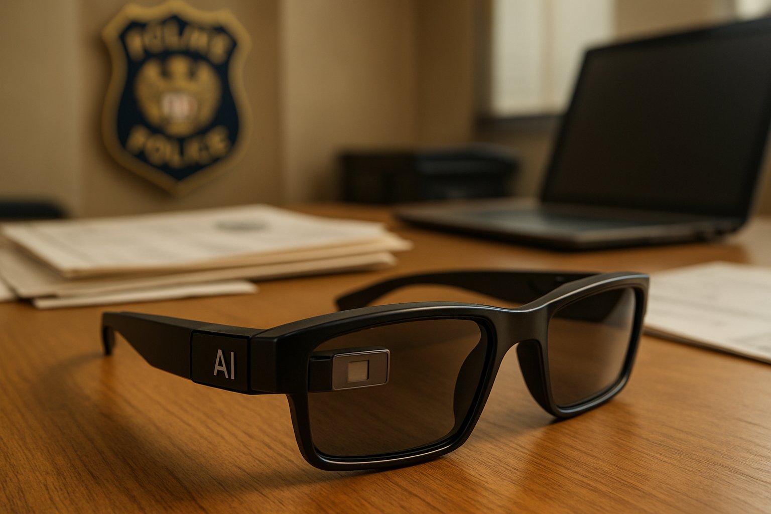 AI Smart Glasses used by Delhi Police displayed on a headquarters desk