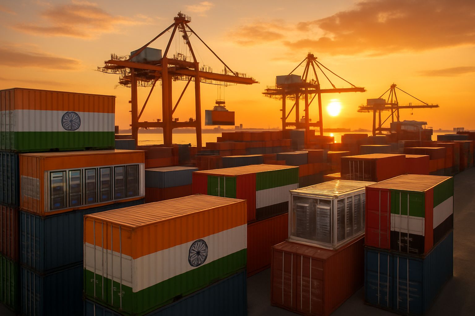 India and UAE Infrastructure systems at a modern port