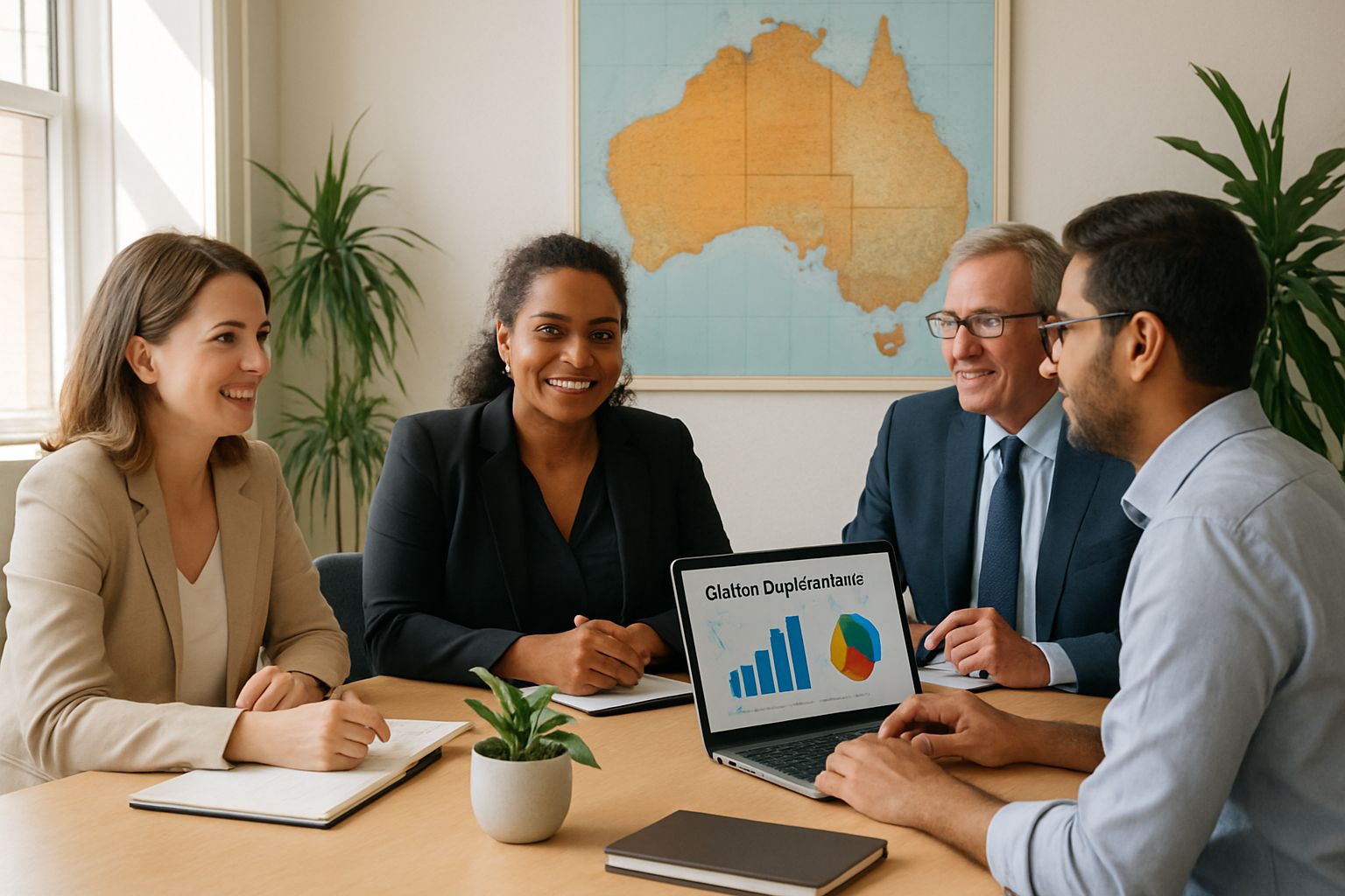 Business meeting in Australia focused on strategic Cluster Deployment decisions.