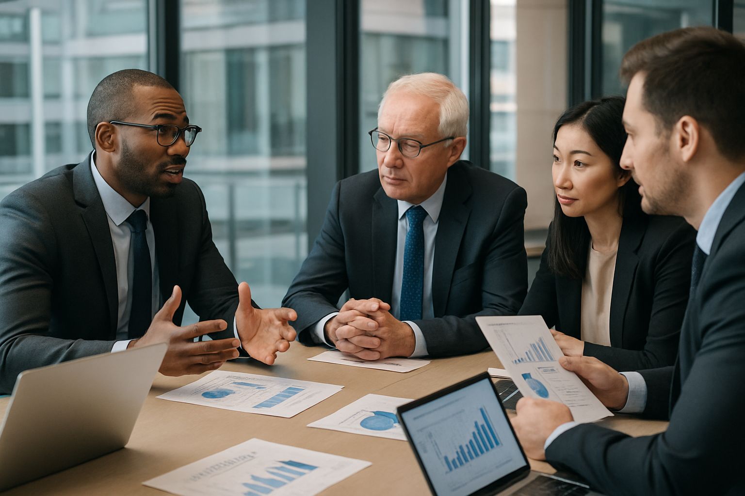 Team meeting focused on developing an effective Investment Strategy.