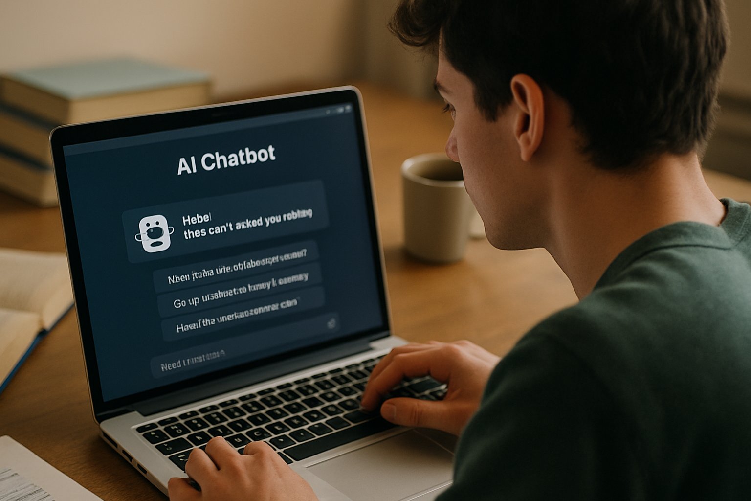 University student engaging with OpenAI in Education platform on a laptop.