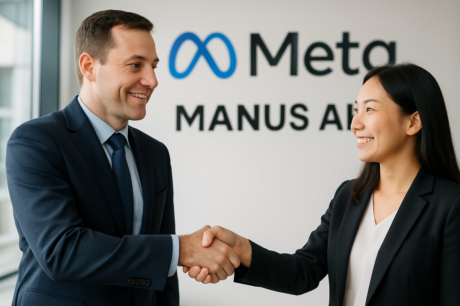 Handshake symbolizing Meta's deal for the Manus AI acquisition.