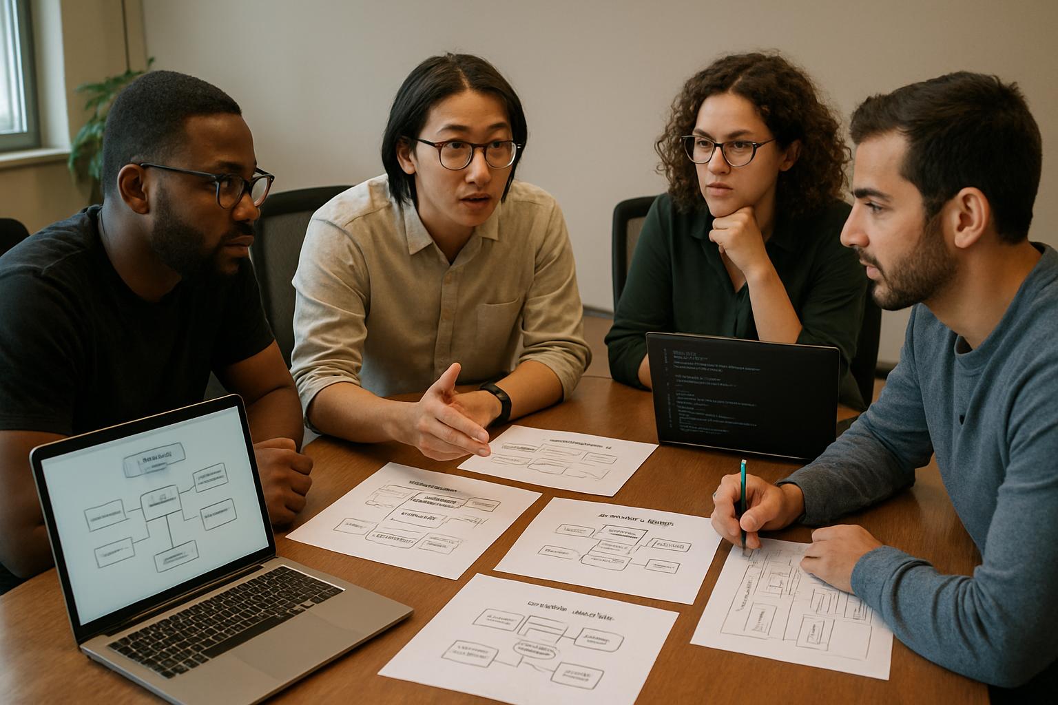 Team collaborating on Development strategies for autonomous agents