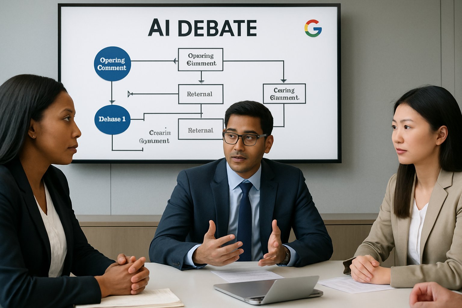 Google team discussing enterprise AI model debates during a corporate meeting