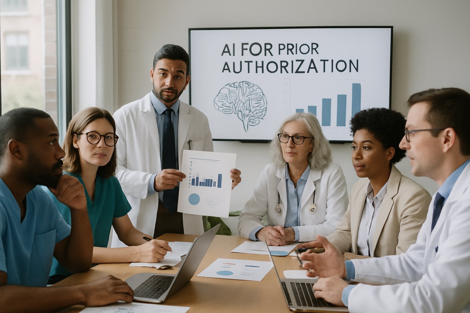 Health Compliance team discussing AI prior authorization requirements