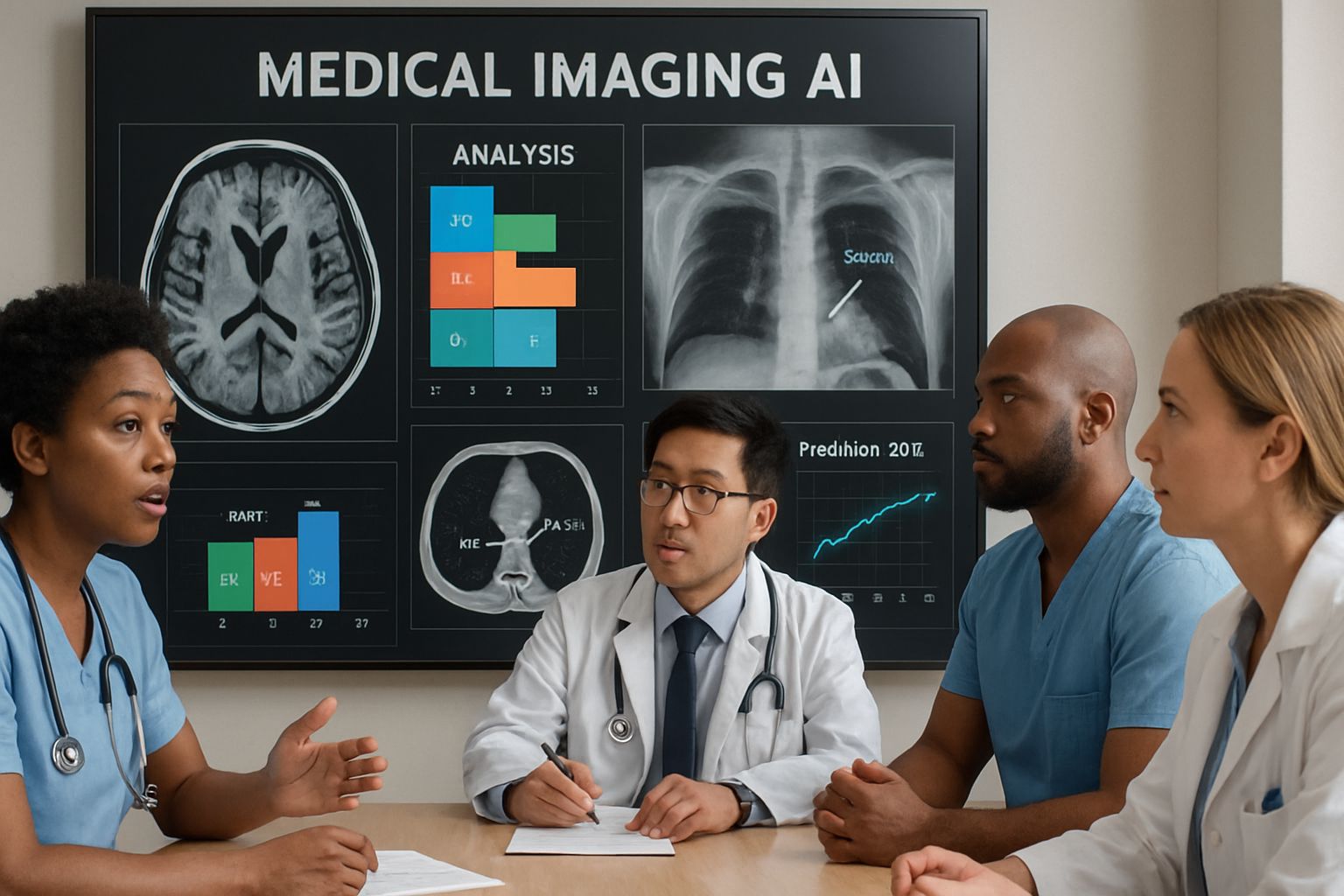 Healthcare team collaborates over Medical Imaging AI copilot solutions in real time.