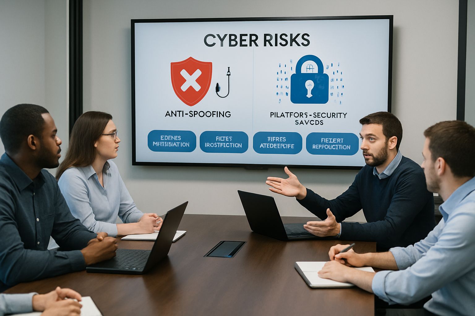 Team discusses anti-spoofing strategies for Developer Platform Security in meeting.