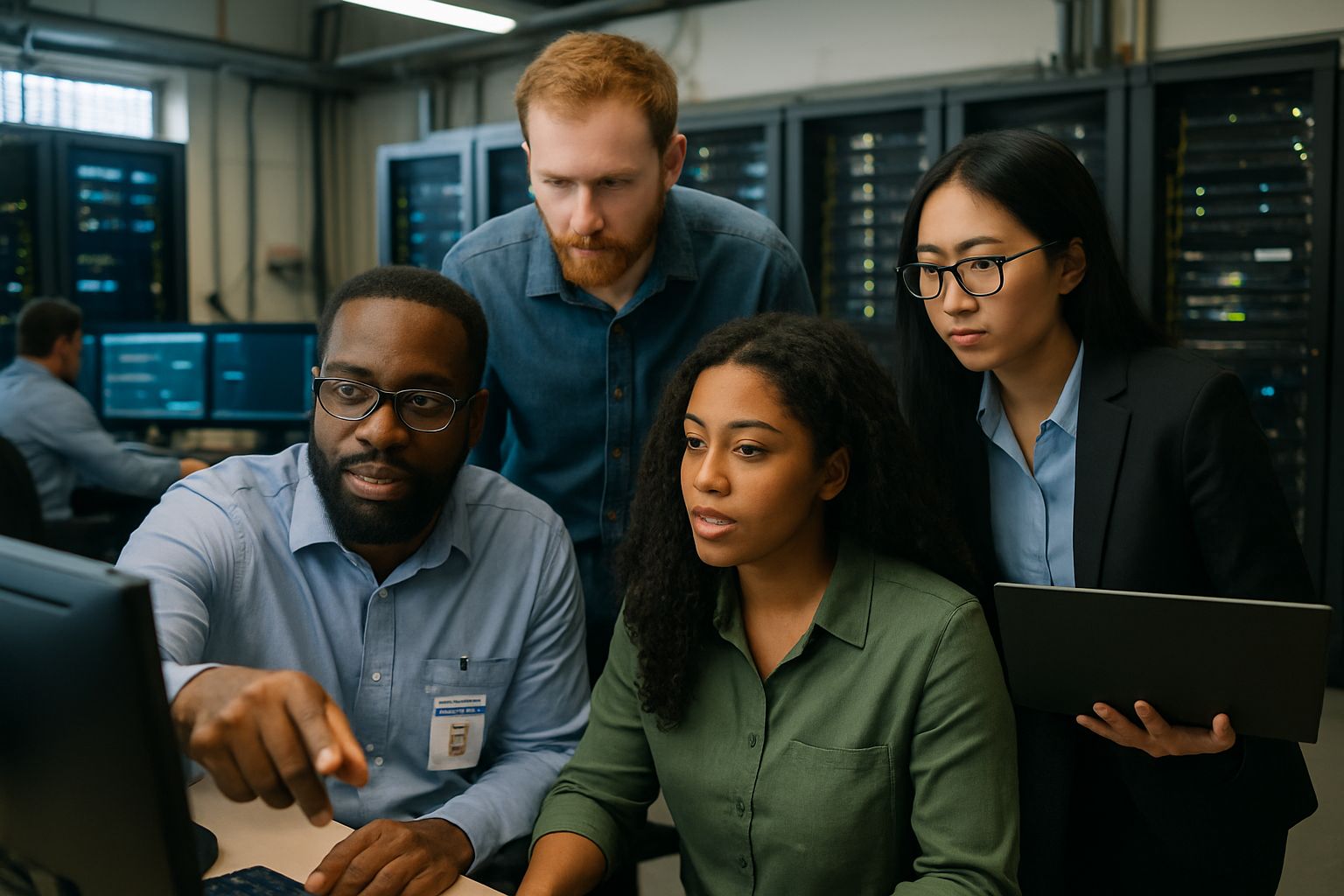 Mississippi Data Mega-Center engineers and IT staff working collaboratively.