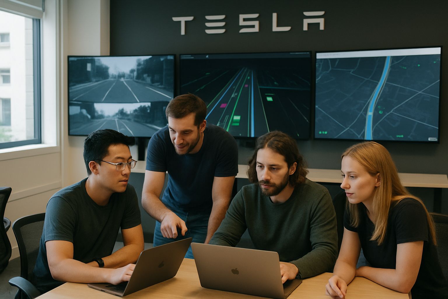 Tesla AI shift team working on autonomous driving technology at Tesla HQ