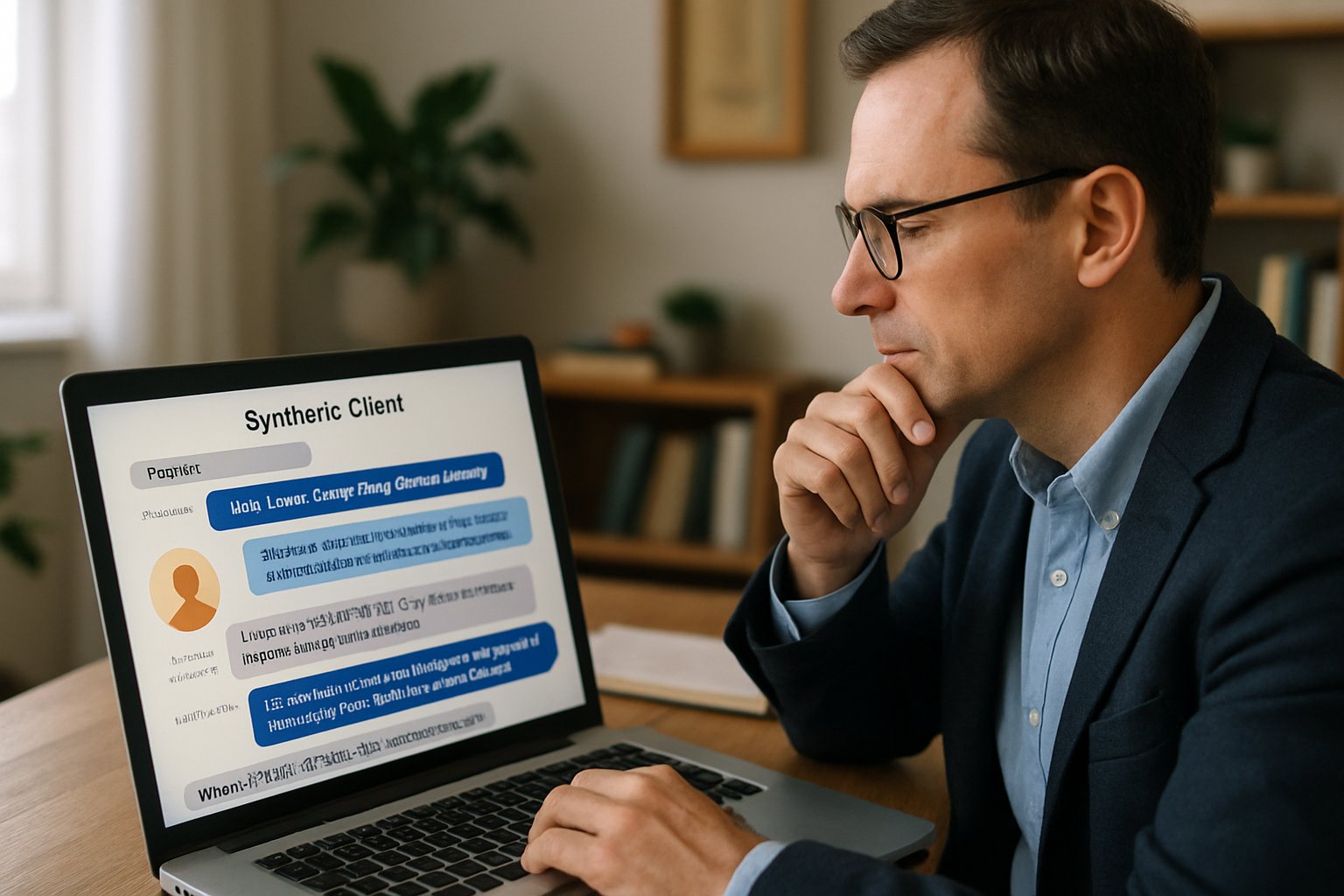 Therapist interacts with Synthetic Clients in a realistic office environment.