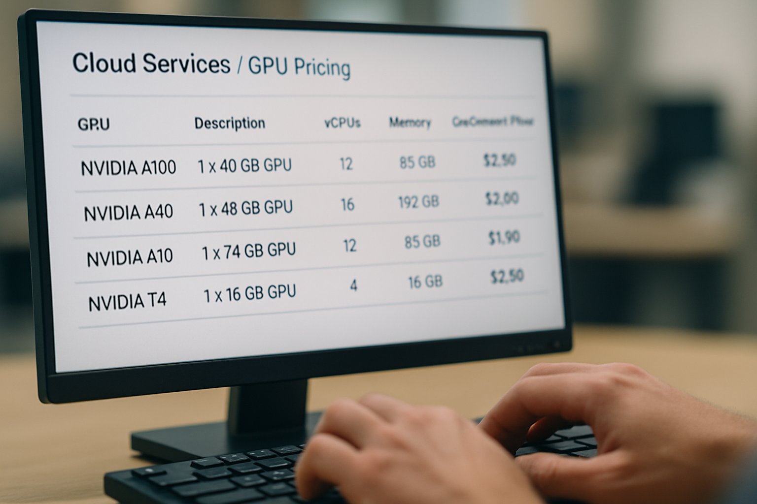 Cloud Computing GPU price indices displayed on a transparent data dashboard screen.