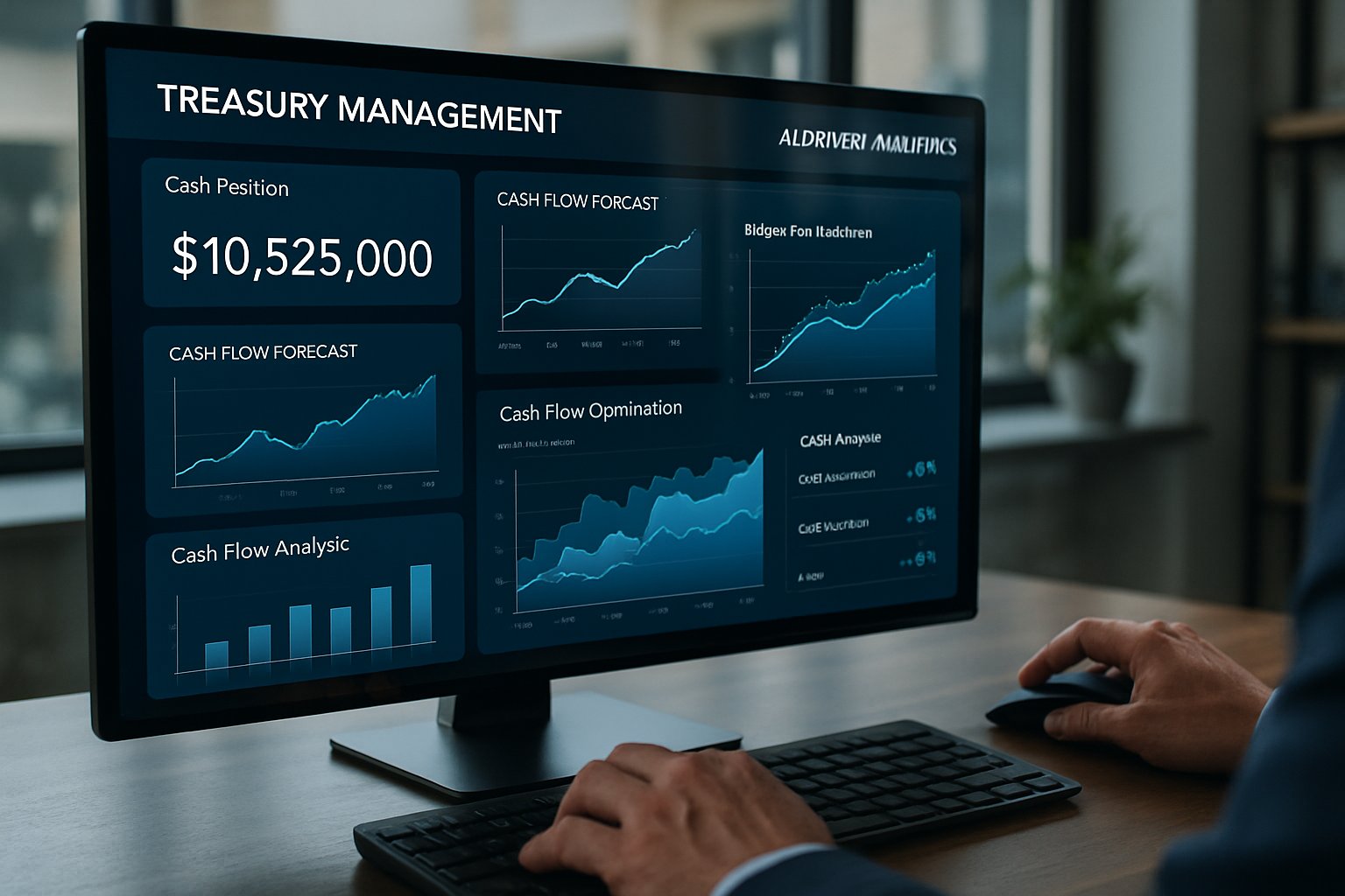 Autonomous Treasury Optimization Systems interface showing advanced cash flow analytics.