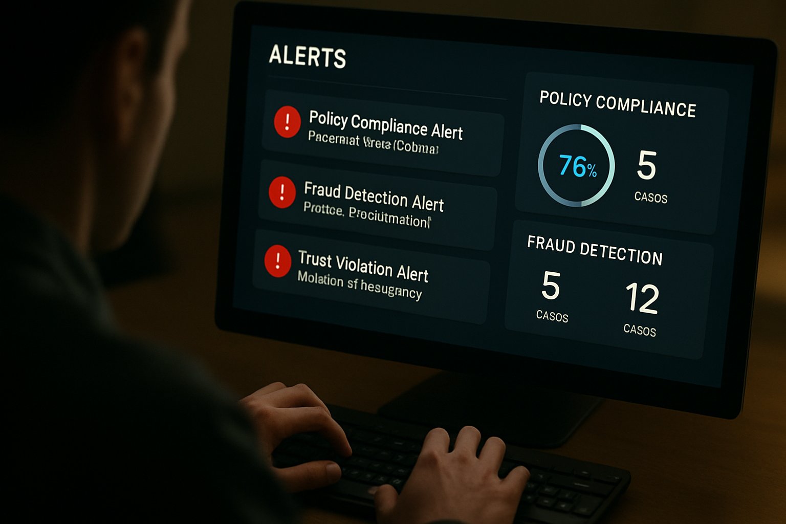 Dashboard showing automated trust enforcement systems alerts and analytics.