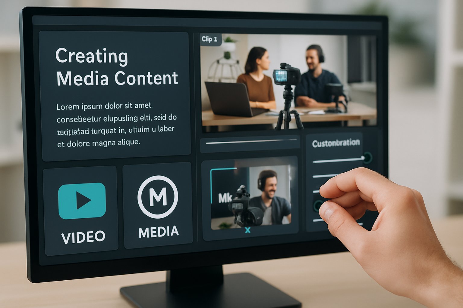 Realistic interface of multimodal content synthesis engines with media customization tools