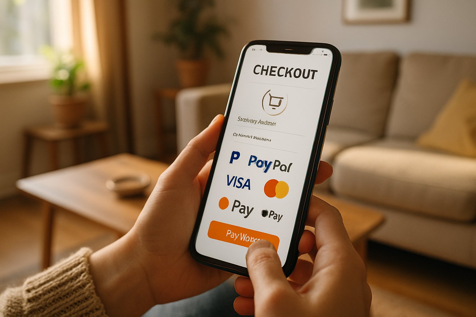 Consumer uses Commerce Protocol on smartphone for seamless universal checkout experience.