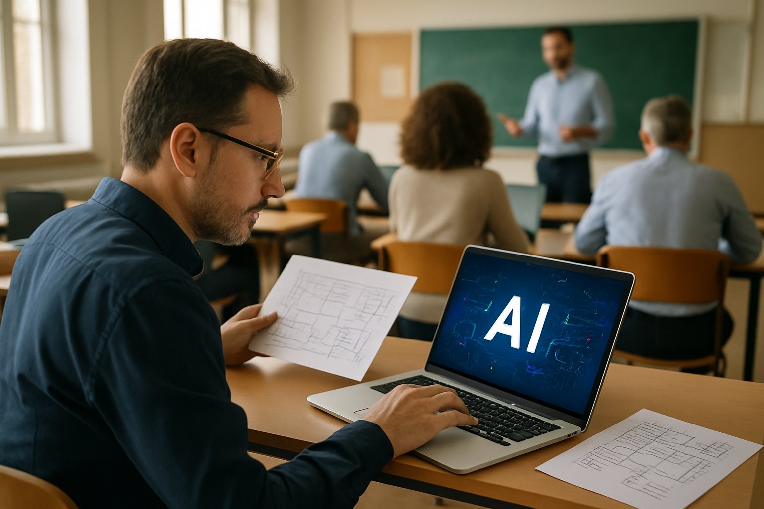 Workforce professionals in a hands-on workshop to develop AI engineering skills.