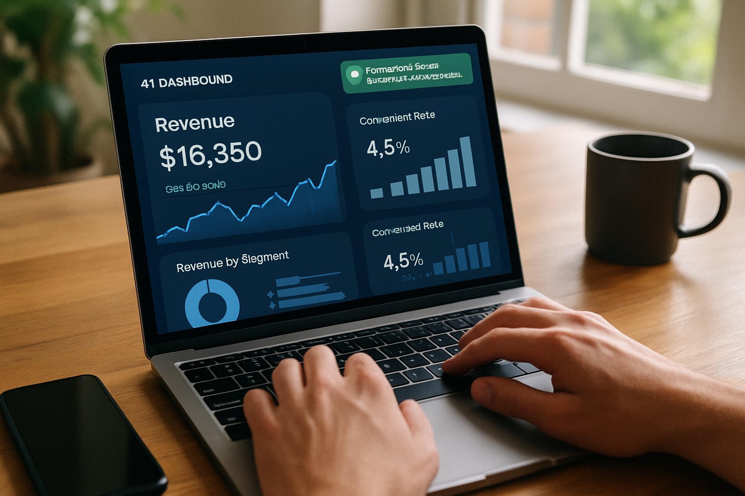 Person using AI revenue orchestration platforms on a laptop for business analysis.