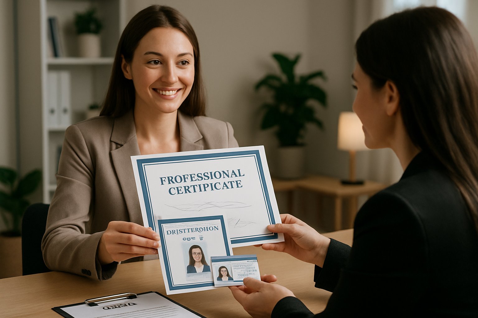 Candidate presents credentials for AI-Driven Credential Verification Systems in HR interview.