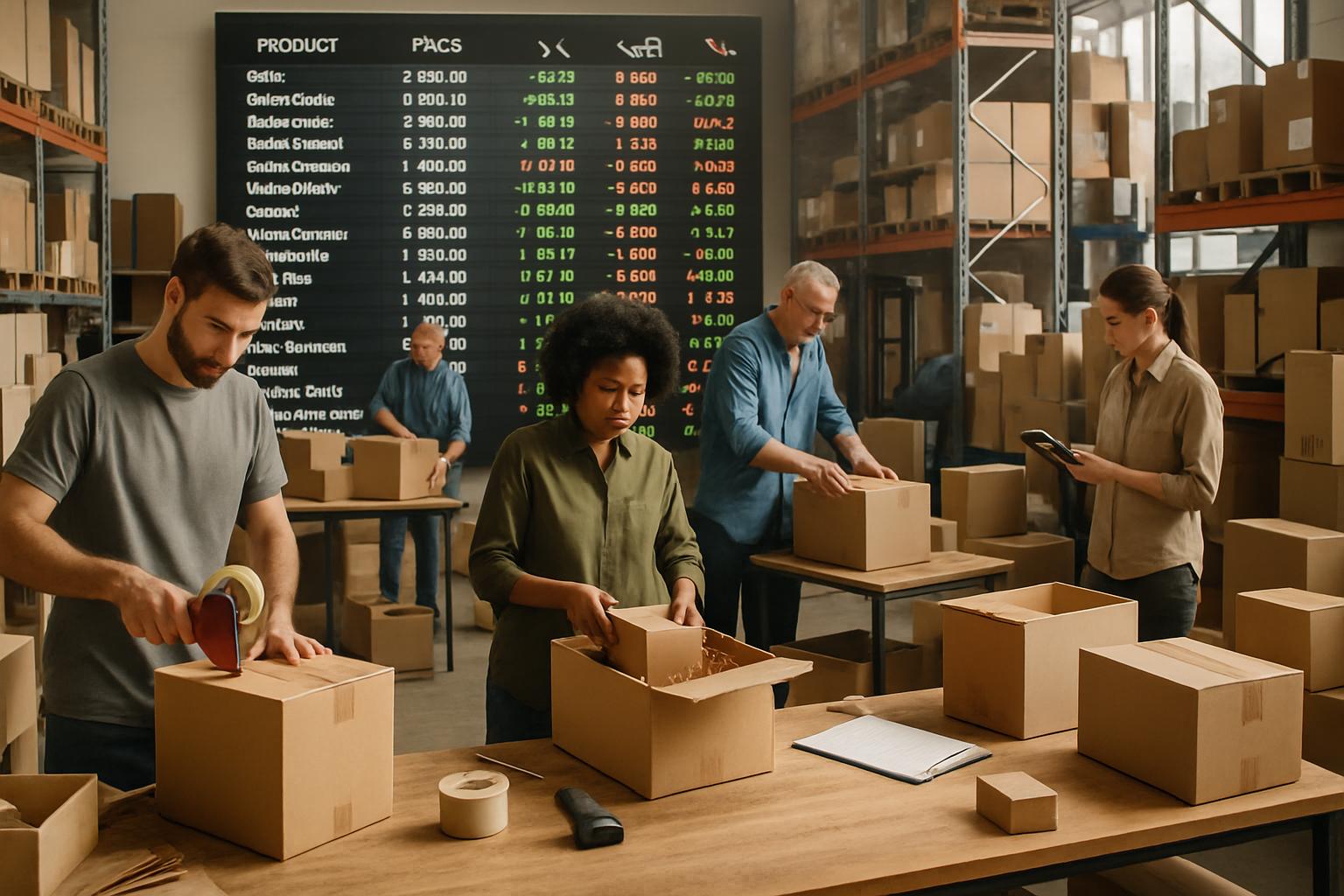 Dynamic Pricing Algorithms impacting product prices as shown in an active eCommerce warehouse environment.