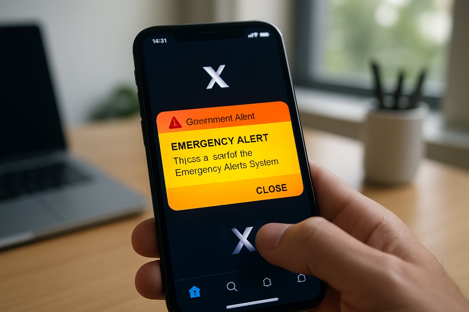 IT Ministry warning notification on smartphone X app in daylight