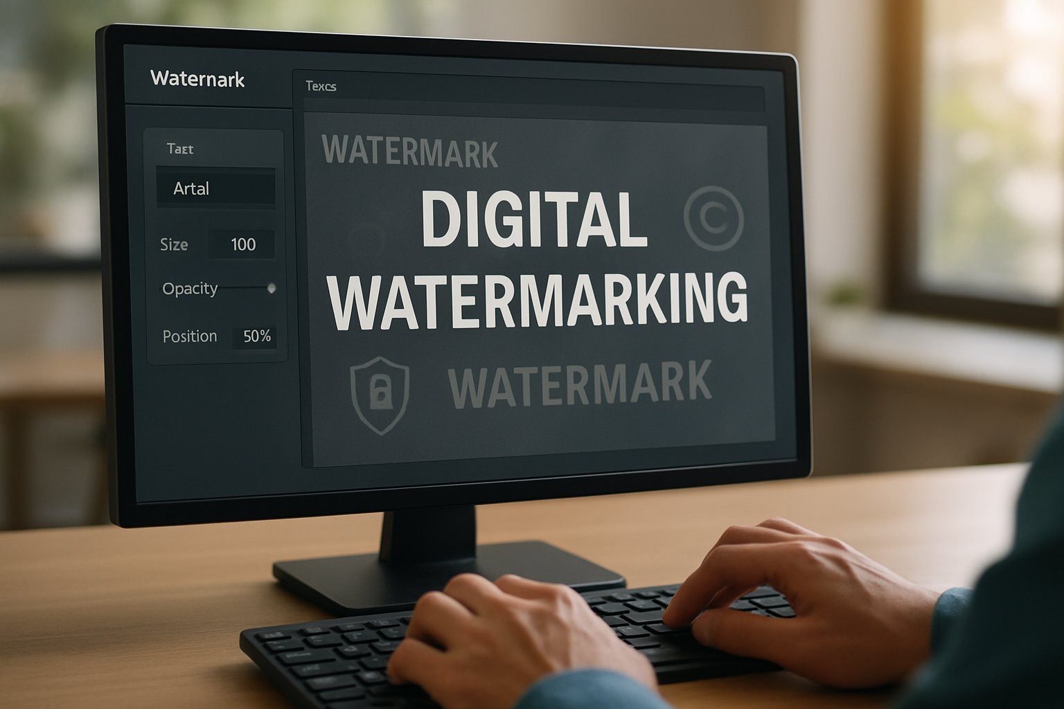 Digital watermarking tool for Intellectual Property defense on a computer screen.