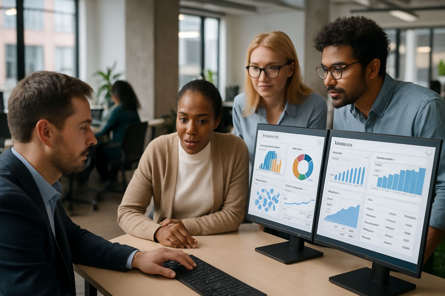 Wipro AI professionals collaborating on supply chain and finance dashboards