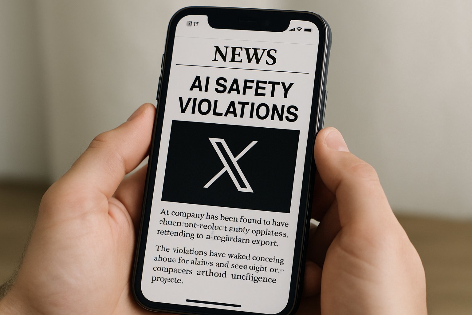 News article on AI safety and X Platform probe.