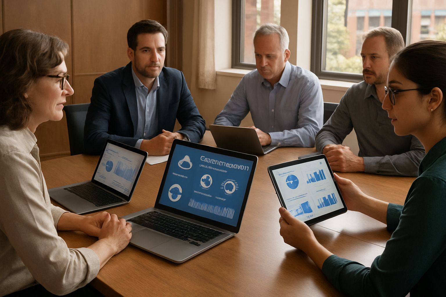IT administrators analyze cloud automation data at an AI Cloud Networking Events strategy session.