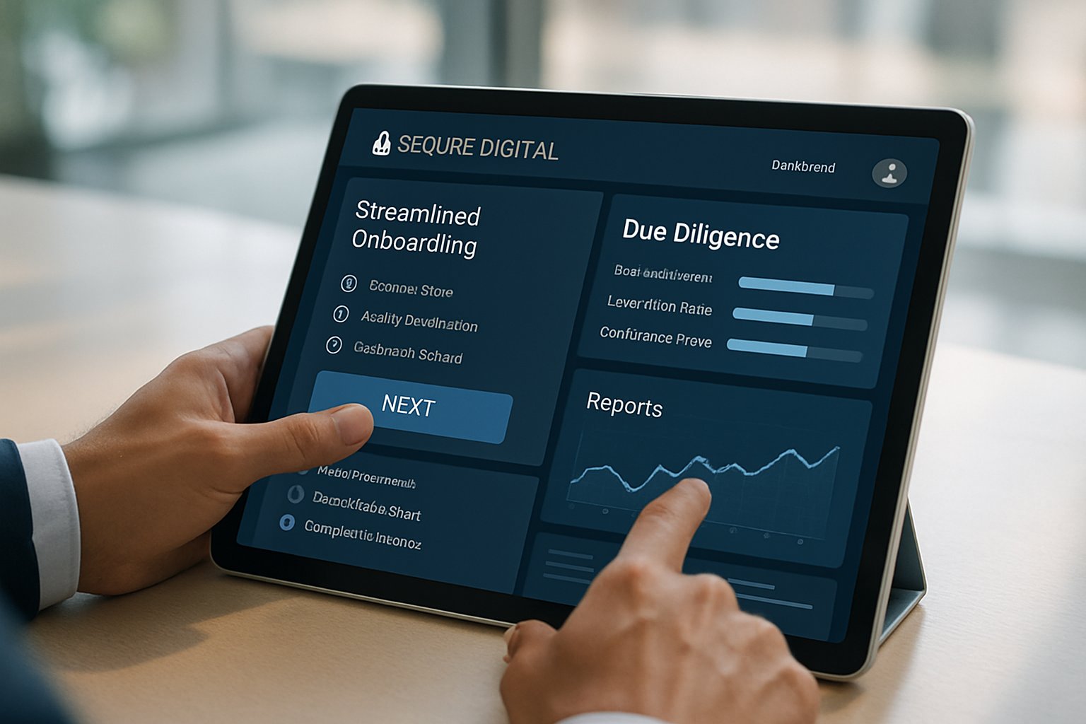 AI Banking platform in use showcasing Goldman Sachs onboarding and due diligence features.