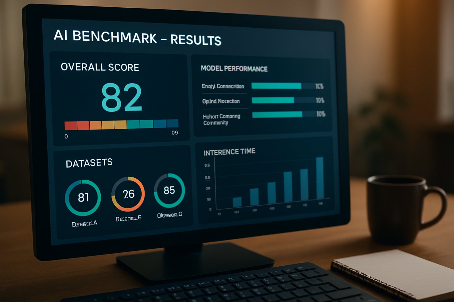 AI Benchmarking dashboard with cognitive assessment scales and metrics.