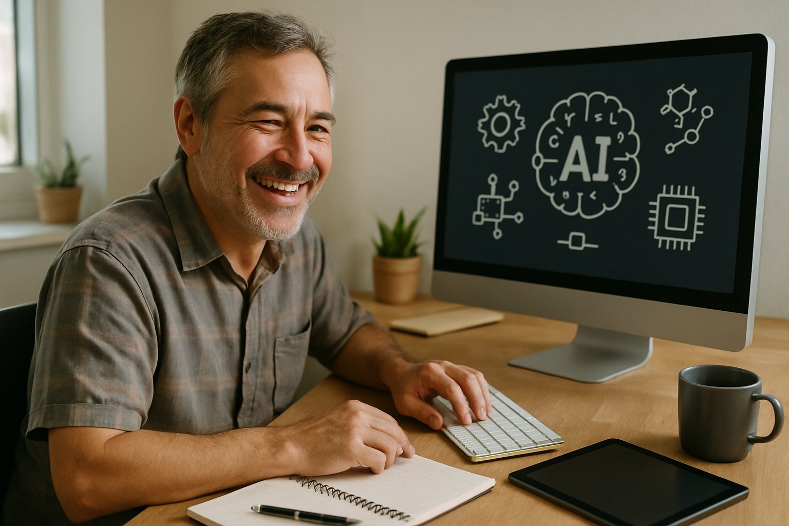 Employee experiencing Economic Productivity Impact from AI in daily work.